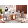 Conjunto Sala de Jantar Dubai Mesa e Cadeiras Madeira Maciça Linho Cinza - 1