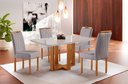 Ver imagem 1 de Conjunto Sala de Jantar Dubai Mesa e Cadeiras Madeira Maciça Linho Cinza
