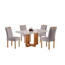 Ver imagem 2 de Conjunto Sala de Jantar Dubai Mesa e Cadeiras Madeira Maciça Linho Cinza