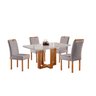 Conjunto Sala de Jantar Dubai Mesa e Cadeiras Madeira Maciça Linho Cinza - 2