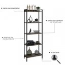 Ver imagem 4 de Kit 2 Estantes para Livros Altas Industrial Aço 5 Prateleiras 187cmx60cm Active Yescasa