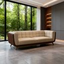 Ver imagem 1 de Sofá 3 Lugares 240cm Pés Madeira Premium Compose Bouclê Corino Sala Clinica Recepçao Luxo