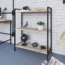 Ver imagem 6 de Kit 2 Estantes para Livros Industrial 3 Prateleiras 160CMX104CM Active Yescasa Marrom/Carvalho