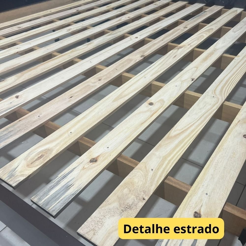 Cama De Casal Madeira Maciça Estrado Reforçado Antares Tabaco - 2