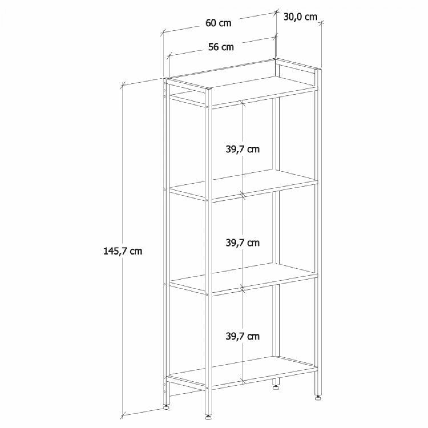 Kit 2 Estantes para Livros Médias Industrial Aço 4 Prateleiras 146cmx60cm Active Yescasa - 3