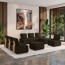 Ver imagem 1 de Sofá Liphis Sala de Estar Modulado Moderno Pés de Madeira Veludo Marrom G45 - Gran Belo
