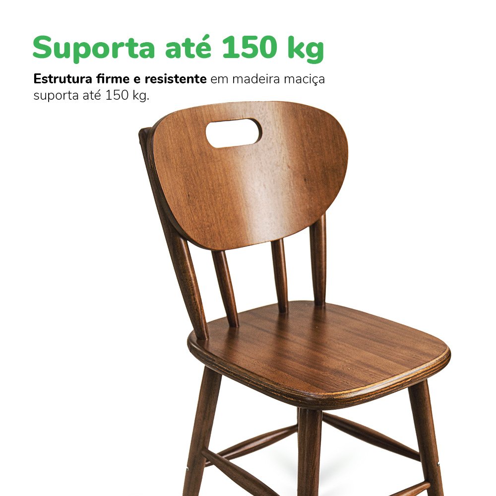 Conjunto mesa 60x60 cm com 4 cadeiras para cozinha pequena - Laminado imbuia - 11