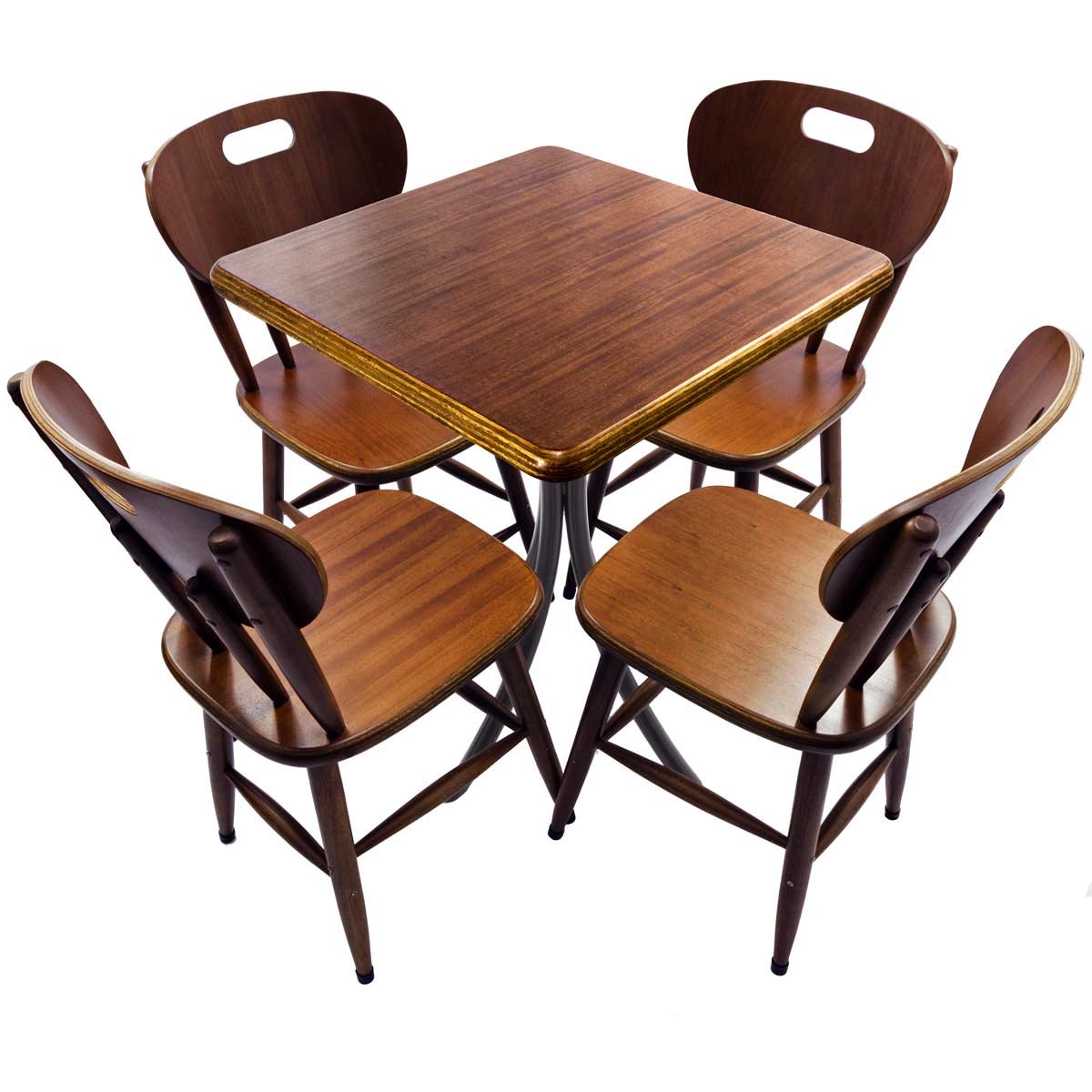 Conjunto mesa 60x60 cm com 4 cadeiras para cozinha pequena - Laminado imbuia