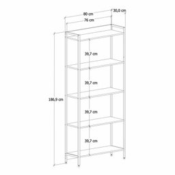 Kit 2 Estantes para Livros Altas Industrial Aço 5 Prateleiras 187cmx80cm Active Yescasa - 3