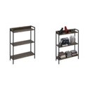 Ver imagem 4 de Kit 2 Estantes para Livros Industrial 3 Prateleiras 160CMX104CM Active Yescasa Marrom/Carvalho Dark