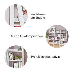 Estante para Livros Escada 140cmx183cm 4 Prateleiras Tok Yescasa - 2