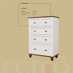 Quarto Completo Retrô 5 Peças Off White / Nogueira - 6
