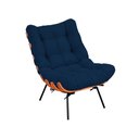 Ver imagem 2 de Poltrona Costela com Puff no Veludo Azul Marinho - Belliv Decor