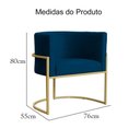 Ver imagem 5 de Poltrona Decorativa Dourada Base de Metalon 7decormoveis Veludo Azul Marinho