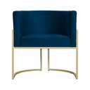 Ver imagem 1 de Poltrona Decorativa Dourada Base de Metalon 7decormoveis Veludo Azul Marinho