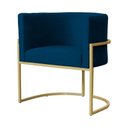 Ver imagem 2 de Poltrona Decorativa Dourada Base de Metalon 7decormoveis Veludo Azul Marinho