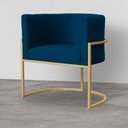 Ver imagem 4 de Poltrona Decorativa Dourada Base de Metalon 7decormoveis Veludo Azul Marinho