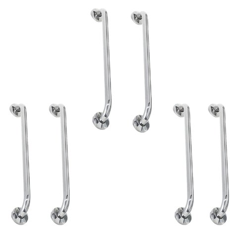 Alça de Apoio Inox Barra 60cm Kit 6 Unidades Acessibilidade Segurança Idoso Banheiro Box Parede Corr