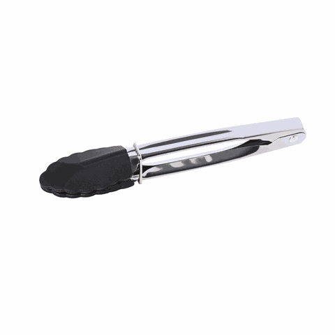 Jogo 2 Pegadores Salada Inox Silicone Preto 18 Cm Mimo