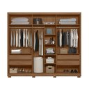 Ver imagem 2 de Guarda Roupa Casal Domus 3 Portas Correr com Espelho 4 Gavetas MDP Carvalho Fendi Moval Móveis