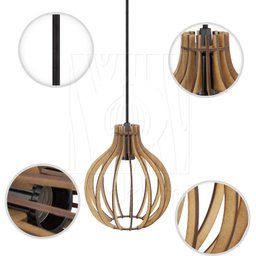 Luminaria Pendente Tripla Bali E27 Madeira Mdf Cq Desmontada:rústico - 6