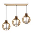 Ver imagem 1 de Luminaria Pendente Tripla Bali E27 Madeira Mdf Cq Desmontada:rústico