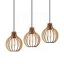 Ver imagem 4 de Luminaria Pendente Tripla Bali E27 Madeira Mdf Cq Desmontada:rústico