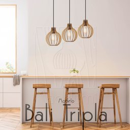 Luminaria Pendente Tripla Bali E27 Madeira Mdf Cq Desmontada:rústico - 5