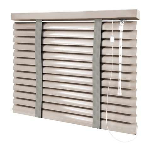Persiana Horizontal - 1,40m Larg X 1,20m Alt - Alumínio 50mm com Fita Decorativa - Cor: Bege Escuro