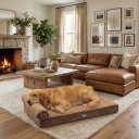 Ver imagem 4 de Cama Pet Ortopédica Grande 89x58cm Espuma Casca de Ovo Lavável Zíper Travesseiro Cães Médio e Grande