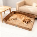 Ver imagem 5 de Cama Pet Ortopédica Grande 89x58cm Espuma Casca de Ovo Lavável Zíper Travesseiro Cães Médio e Grande