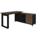 Ver imagem 1 de Mesa Escritório Home Office Escrivaninha 03 Gavetas 04 Nichos Next A02 Ipê Preto - Lyam Decor