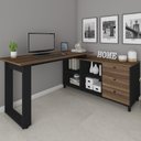 Ver imagem 2 de Mesa Escritório Home Office Escrivaninha 03 Gavetas 04 Nichos Next A02 Ipê Preto - Lyam Decor