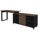 Ver imagem 3 de Mesa Escritório Home Office Escrivaninha 03 Gavetas 04 Nichos Next A02 Ipê Preto - Lyam Decor