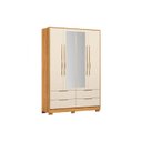 Ver imagem 2 de Guarda-Roupa Casal Domo 4 Portas 4 Gavetas com Espelho Cinamomo/Off White - Demóbile