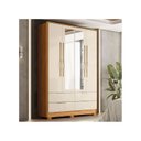 Ver imagem 1 de Guarda-Roupa Casal Domo 4 Portas 4 Gavetas com Espelho Cinamomo/Off White - Demóbile