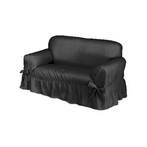 Capa De Sofá 2 Lugares Avulso Gorgurão Maquinetado: Preto