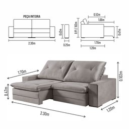 Sofá 3 Lugares Retrátil e Reclinável Pocket Bari - 6 Sofá 3 Lugares Retrátil e Reclinável Pocket Bari - 6