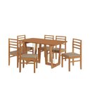 Ver imagem 2 de Conjunto Sala de Jantar Elisa em Madeira Maciça 6 Cadeiras Linho Fendi