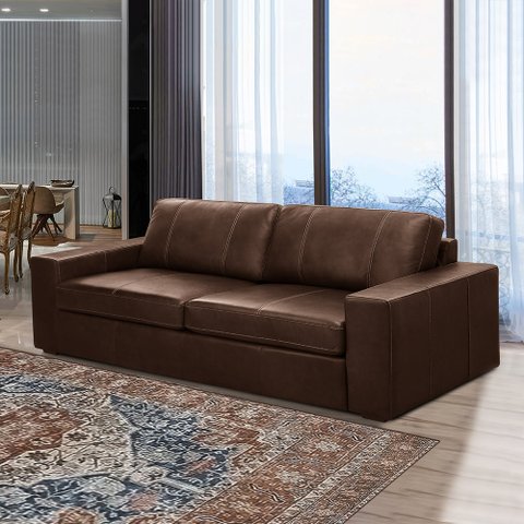 Sofá Decorativo Agatha 2 Lugares Sala de Estar 150cm Pés em Madeira Couro Marrom Chocolate G88 - Gra