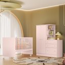 Ver imagem 1 de Quarto de Bebê com Berço Reto e Roupeiro Doce Sonho Rosa Qmovi
