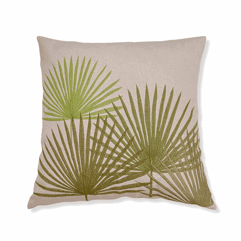 Almofada Bordada Folhas de Palmeira Verde - Completa