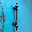 Ver imagem 4 de Puxador Duplo Classic 335mm Preto Fosco Porta Pivotante Correr Passagem Madeira Vidro Rústico