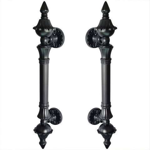 Puxador Duplo Classic 335mm Preto Fosco Porta Pivotante Correr Passagem Madeira Vidro Rústico