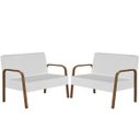 Ver imagem 1 de Kit 2 Poltrona Decorativa Jade 2 Lugares Braço Madeira D Salla Tecido Sintético (Courino) Branco