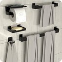 Ver imagem 1 de Kit Acessórios Para Banheiro Preto Fosco 5 Peças ELG