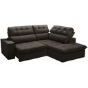 Ver imagem 1 de Sofá 3 Lugares Retrátil Reclinável Chaise Direito 243cm Solin F04 Veludo Marrom Escuro - Lyam