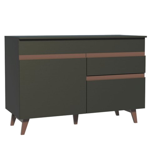 Balcão Gabinete de Pia Madesa Reims 2 Portas e 1 Gaveta - Preto Cor:Preto