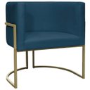 Ver imagem 1 de Poltrona Decorativa Recepção Luna Suede Base Ferro Champagne