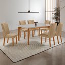 Ver imagem 1 de Conjunto Mesa de Jantar 180cm com 6 Cadeiras Estofadas Multimóveis Crrft-CON046 Madeirado/Off White